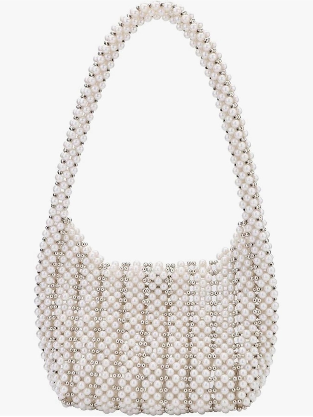 Beaded Pearl Bag in White